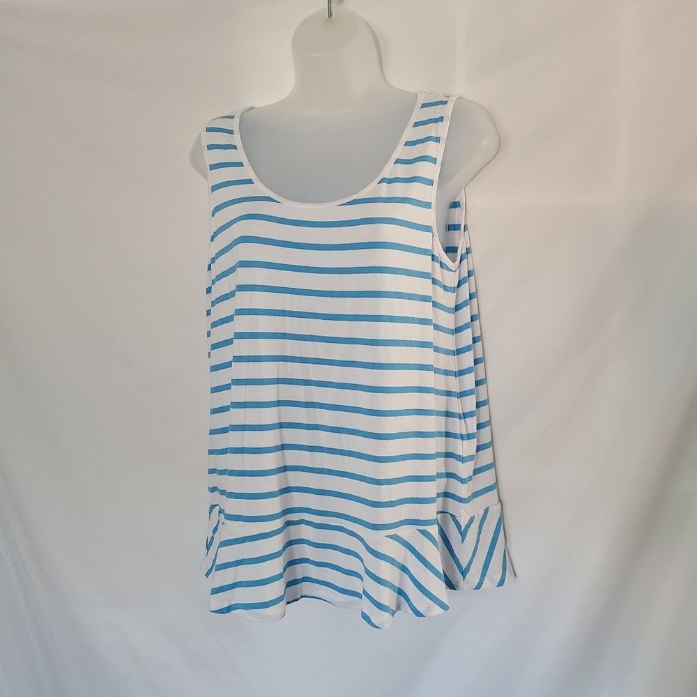Draper James Sailor Stripe Peplum Sleeveless Top Tank